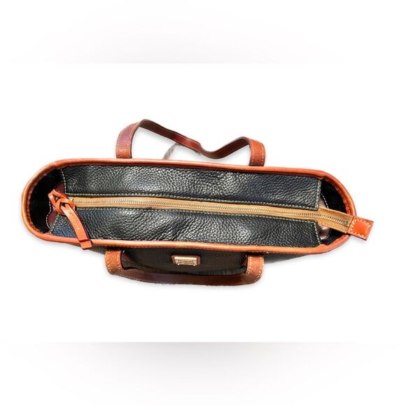 Dooney & Bourke Black and Tan Leather Tote Bag with Dust Bag - Picture 3 of 14